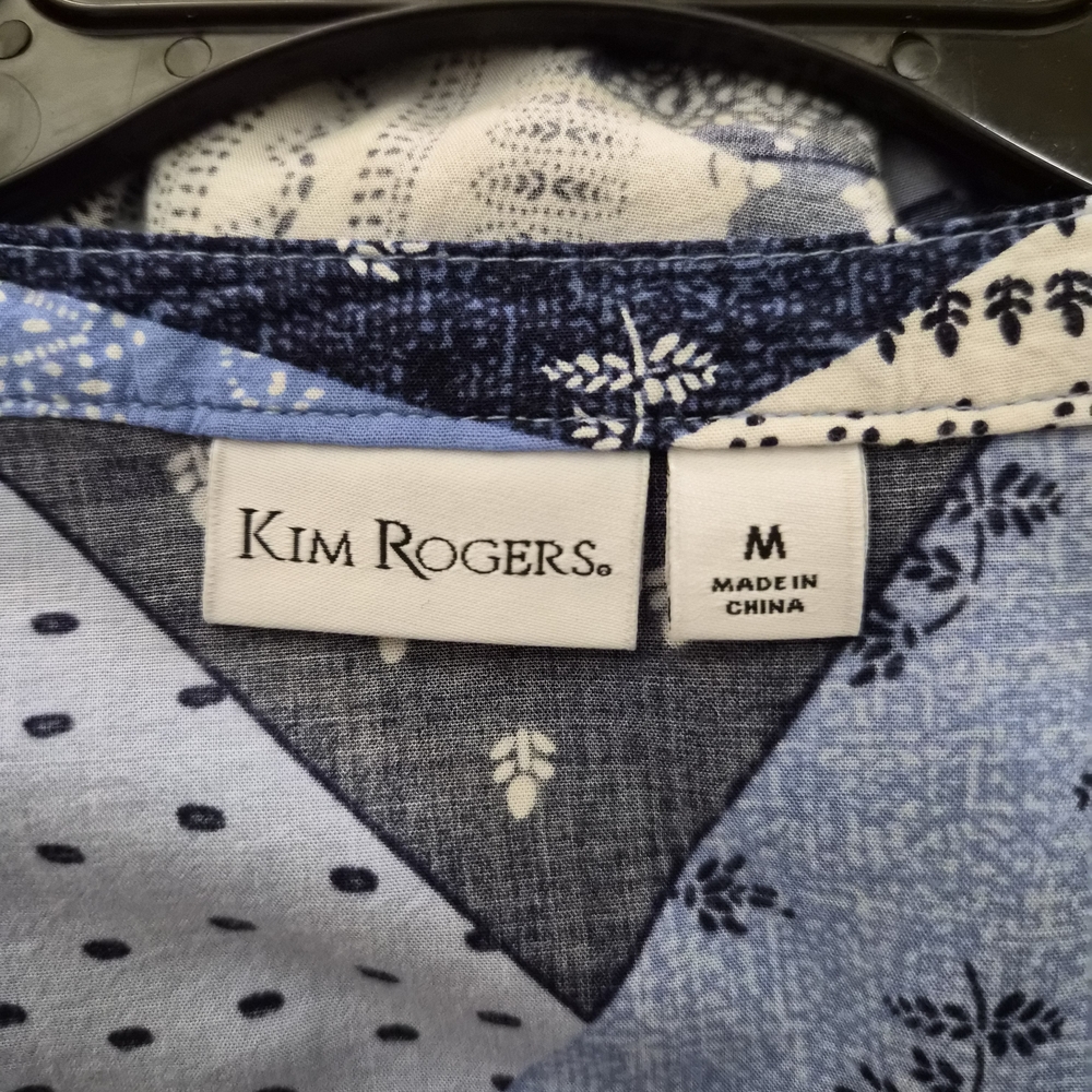 Kim Rogers Navy and Light Blue Patterned Top